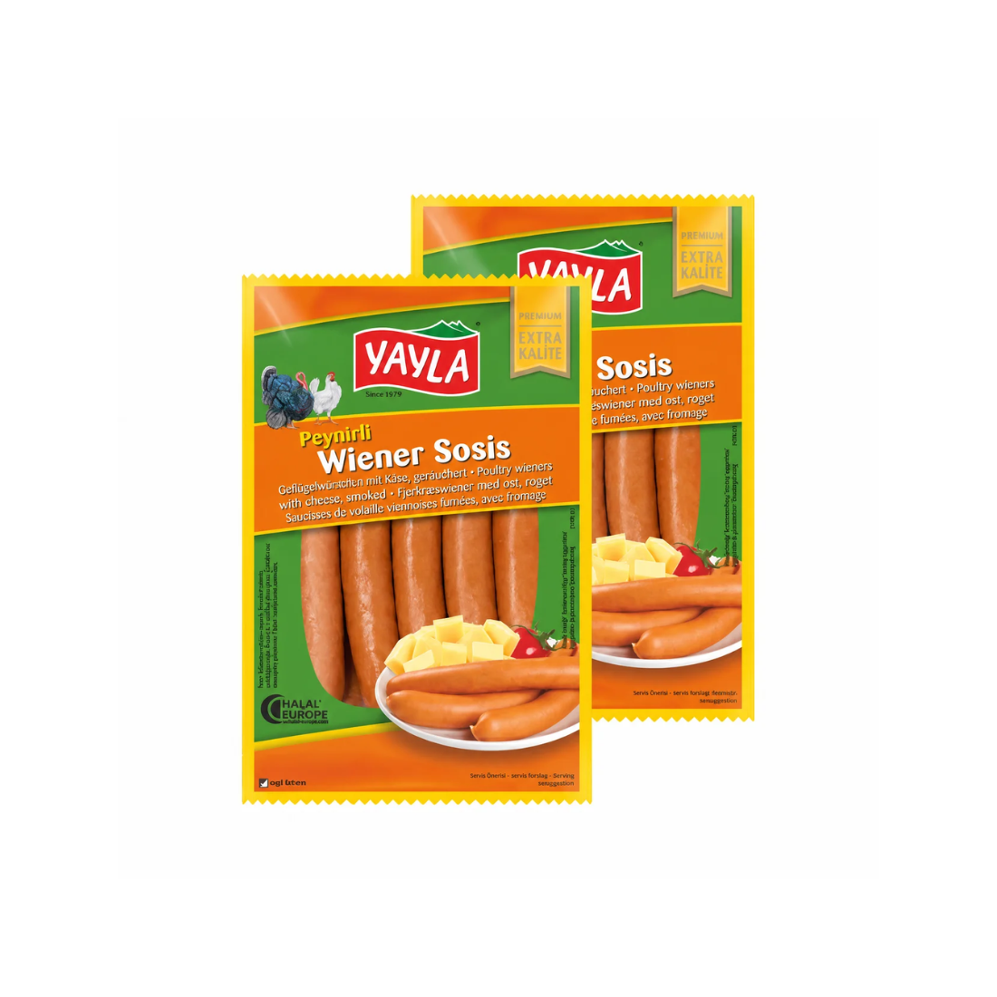 YAYLA Geflügelwiener geräuchert mit Käse und normal 400 g