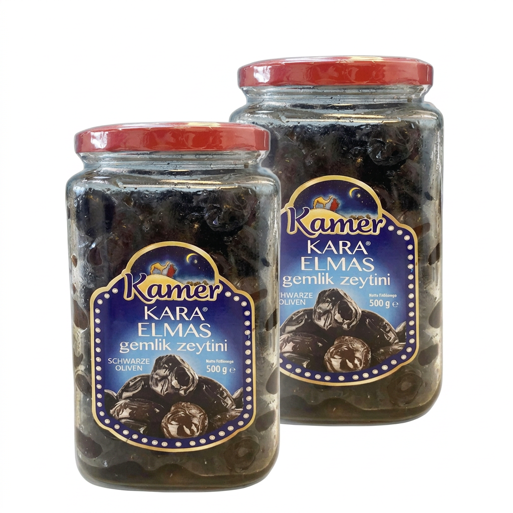 KAMER Kara Elmas Gemlik schwarze Oliven 500 g