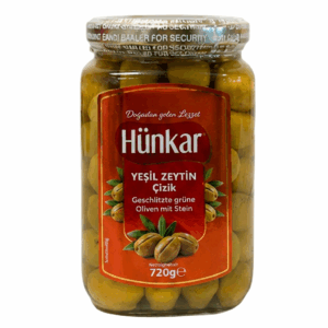 HÜNKAR geritzte grüne Oliven mit Stein Çizik 720 g