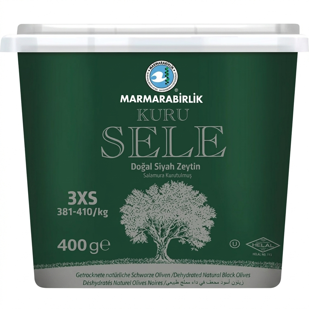 Marmarabirlik Kuru Sele schwarze Oliven 3XS 400 g