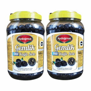 Aydoğmuş Gemlik EKO Yağlı Sele schwarze Oliven 1500 g