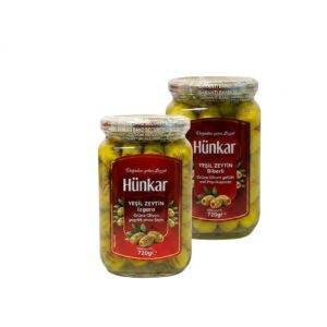 Hünkar Yeşil Zeytin grüne Oliven gegrillt ohne Stein / gefüllt mit Paprikapaste 720 g